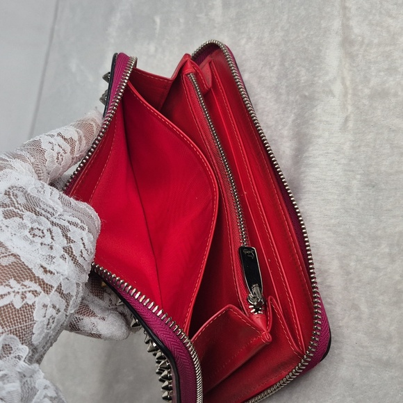 Christian Louboutin Panettone Fuchsia Pink Spike Wallet COA - Picture 12 of 17